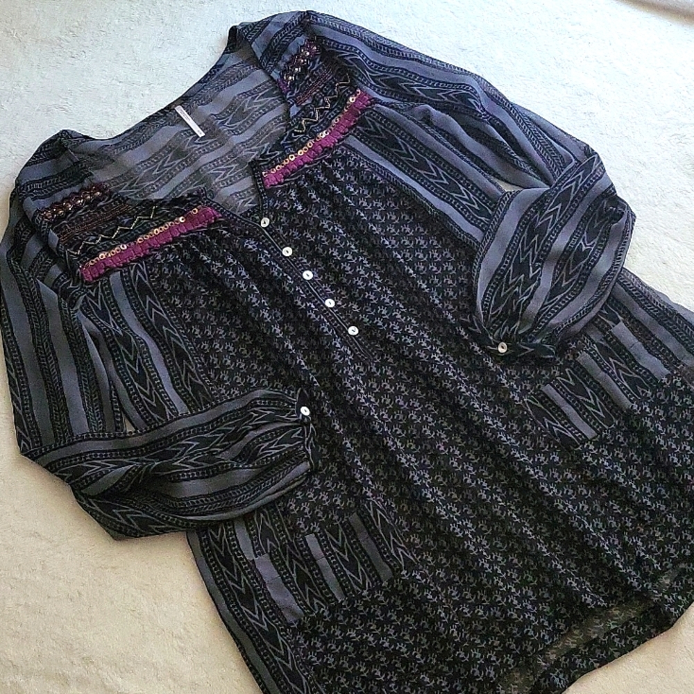 Free People Stunning Tunic Blouse ( Sz M )